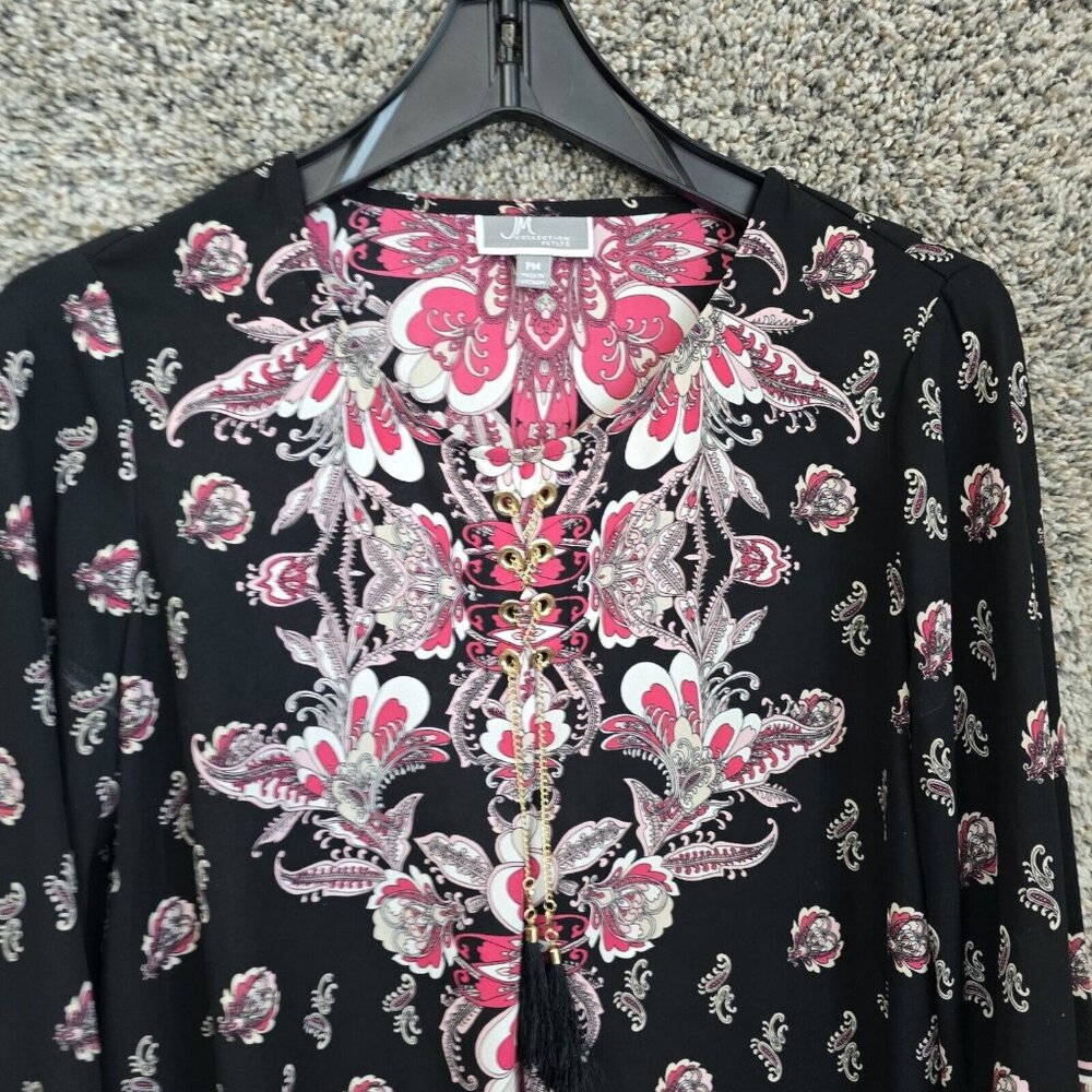 JM Collection Top Womens PM Petite Medium Pink Paisley Print Sheer Blouse Ladies - Picture 4 of 7